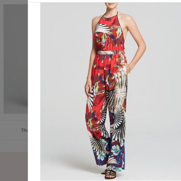 Clover Canyon Floral Wallpaper Jumpsuit Multicolor abstract High Neck Halter - Picture 4 of 9